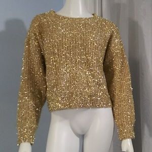 Forever 21 Contemporary Nude/Gold Sweater